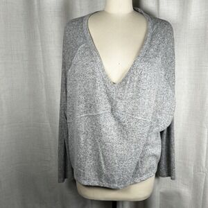 Lulus Deep V-Neck Crop Sweater Top Blouse Knit Pullover Womens Large Rayon Comfy